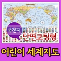 뉴월드 어린이 세계지도 - 국전지 단면코팅형 (뒷면 세계 백지도 포함)