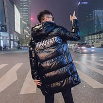미루시노 남성 겨울 캐주얼 유광 스트릿캐주얼 미들 롱패딩 RTB1720