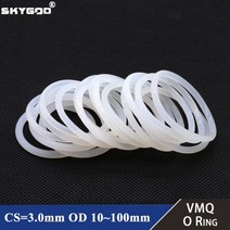기계 부속 자재 베어링 스쿠류 커넥터 볼 밸브 샤프트 VMQ-O 링 개스킷 CS 3mm OD 10 ~ 100mm 방수 와셔 실리콘 고무 절연 원형 O 모양 씰 화이트 식품 등급, OD 70mm ID 64mm_10Pcs | CS 3mm