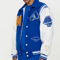 남자 가죽 야구점퍼 남성 스트리트 캐주얼 재킷 잠바 빈티 바시티 자켓 힙합 야구 재킷 남성 streetwear 레트로 pu 슬리브 가죽 자수 코트 남성 하라주쿠 뉴트럴 블루