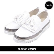 VA-300 화이트 여성 태슬 슬립온 로퍼 캐주얼화