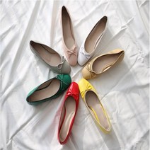 미소하비 발편한 국산 여성 가죽 가벼운 리본 에네말 쿠션 둥근코 메리제인 키높이2cm 플랫슈즈