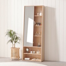 입식화장대 키큰화장대 북유럽 스탠드 거울 전신 수납형 슬라이드 거울수납장 600, 아카시아