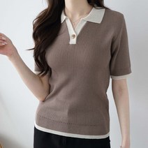 여성용 정든 카라 반팔 니트