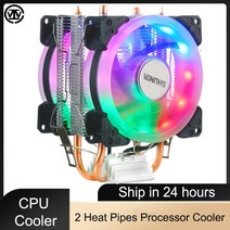 하수구내시경 배관 IWONGOU-Cpu 쿨러 2011 2 히트 파이프 프로세서 X99 인텔 AMD setsuhho RGB 에어 Cpu 냉각 팬, 01 2P2F LED, 01 LGA2011-X79-X99, 01 고정 컬러