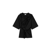 DRIES VAN NOTEN 드리스반노튼 여성 플라워 러플 코튼 티셔츠 - 블랙