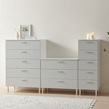 선경가구 르비아 800/600/400 3단 5단 6단 7단 서랍장 틈새 서랍장 모음, 5단800서랍장, 화이트+그레이