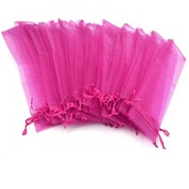 핸드팬용 실크 파우치 오간자 선물 가방 드로스트링 포함 선물 파우치 50 개, rose Red