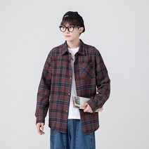 긴팔 체크 셔츠 남 봄 셔츠 코트 캐주얼 ins 루즈핏 남성 셔츠