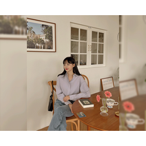 마레턴 오픈 카라 블라우스