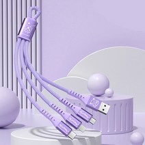 산리오와 친구들 3in 1 USB 급속충전 케이블, 쿠로미 (퍼플), 1개
