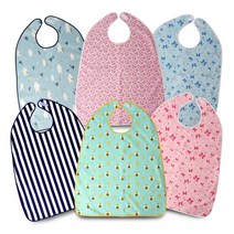 C1L68atz 어른턱받이 벨크로타입 어르신성인턱받이방수어른노인환자식사음식앞치마 핀춰퓐+8316d 패턴선택분실방지네임택, 1개, 벨크로형-백곰(스카이)