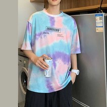 물감 티셔츠 여름 남자 20대 캐주얼 반팔티 여행코디 여름 캐주얼룩 친구옷선물 홈 의류 학생