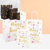 생일축하 종이 선물백 무지쇼핑백 선물종이봉투, 대 - 화이트