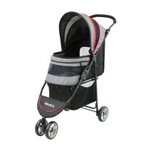 Abon 펫 유모차 초경량 접이식 반려동물 고양이 강아지 카트 분리형 바구니, 회색 애완 동물 유모차