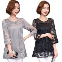 PIka여성 여름 쉬폰 블라우스 반팔티 티셔츠 빅사이즈