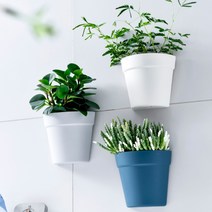 하프문 부착식 무타공 벽걸이 미니 화분, 화이트