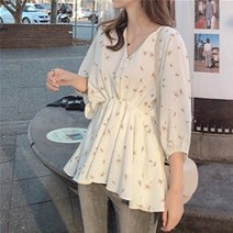 2구트 여성 여름 반팔 7부 쉬폰 블라우스 셔츠 M 에서 4XL 까지