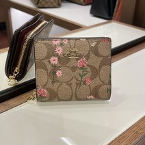 [미국직배송] 코치 아울렛 호환 COACH SNAP WALLET 플라워 시그니처 캔버스 스냅 반지갑 C8734 C8704
