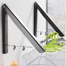 살림마녀 접이식 벽면 행거 폴딩행거 좁은공간 옷 행거, 블랙 160cm