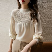 패션고리 여성 터틀넥 주름 긴소매 블라우스 B805