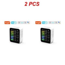 가스 일산화탄소 감지기 공기 질 포름알데히드 모니터 온도 습도 Hcho Tvoc Co Co2 Pm10 Pm2.5 1 2 3피스, White WIFI-VOC 2pcs