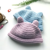 아기곰 신생아 뜨개 모자 DIY 키트 패키지, 765자주보라