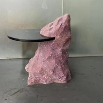마사지테이블북유럽 디자인 모조 스톤 유리 섬유 라운드 코너 테이블 조용한 바람 찻상, 01 핑크