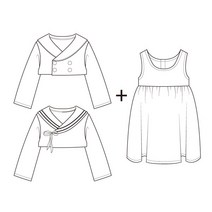 [옷만들기패턴] [pattern]548.카라 숏자켓 원피스 세트, 기본