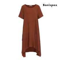 보니스팍스 사선스트링 셔링 반팔 원피스-MX83OP258