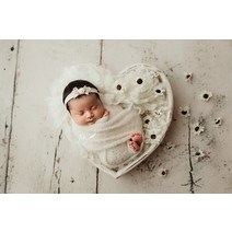 아기 신생아 본아트 촬영 사진 소품 바구니 침대 성장 스냅 셀프 스튜디오 모음 기념, 화이트 하트 바구니