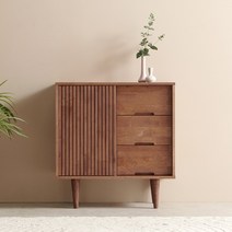 제이픽스 줄리아 고무나무 원목 슬라이딩 높은 거실 서랍수납장 800, 월넛