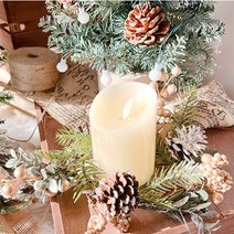 프리미엄 열매 캔들리스 3종 (레드 골드 실버) 캔들 홀더 양초 홀더 리스 미니 캔들링 조화 크리스마스 성탄 장식, 02. 레드