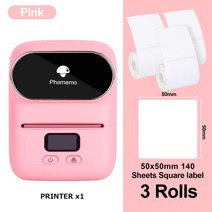 라벨프린터 phomemo m110 스마트 열전사 라벨 프린터 블루투스 호환 비즈니스, PK 50x50mm 140개, 협력사