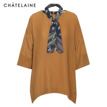 샤트렌(CHATELAINE) ☆가을특가세일☆나그랑 칠부소매 스카프포인트 스판블라우스 HC9F-BL102 NC