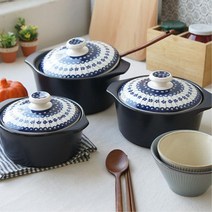 유니크한패턴 뚝배기 겸 냄비 스튜 심플모던 찌개 갈비탕 시부모님선물, 대