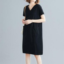 40대엄마 블랙 브이넥 안짧은 반팔원피스 여름원피스 나들이