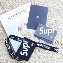Supreme 학생 지갑 목걸이 벨크로 포켓반지갑 블랙