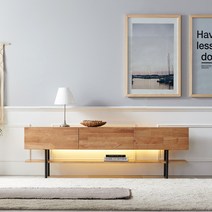 보니애가구 카라스코 1800 고무나무 원목 TV다이 서랍장 거실장 (LED 조명 선택), 거실장 1EA + LED 조명