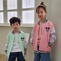 C 미키야구점퍼 민트 핑크 S-4XL호 국내 아동복 아기옷 여아 남아