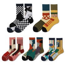 짝짝이 언발란스 포인트 패션 양말 기하학 패턴 시리즈 언밸런스 디자인 남자 여자 코디 삭스
