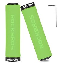 ROCKBROS 자전거 그립 단일 잠금 핸들 바 부드럽고 편안한 미끄럼 방지 BMX 마운틴 MTB 비치 크루저 스쿠터, 그린블랙, 1개