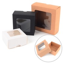 접이식 직사각 투명창 선물박스 3color 3size 쿠키포장 과자포장 떡포장 패션잡화포장, 3개, 대 - 브라운