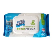 HAPST_ 대용량물티슈 손소독티슈 피톤치드물티슈 세정티슈 세정용티슈 물걸레청소포, ㏇* 스카트 주방 식탁 전용티슈 캡형 40매 x 6개, ◆