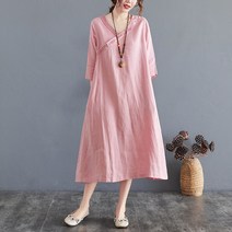 2022년 하복여 빈티지 자수 린넨 긴팔 르네상스 빅사이즈 롱 스커트 에스닉 면 마 원피스