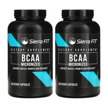 [1+1] Sierra Fit 시에라핏 BCAA 500g 240정 분지사슬아미노산 루신 류신 발린 이소류신 베지캡슐 고약사 2통