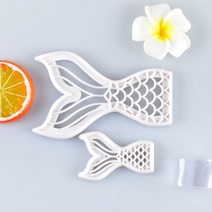 플라스틱 인어 물고기 꼬리 비스킷 금형 케이크 장식 도구 DIY 퐁당 쿠키 커터 초콜릿 베이킹 2 개/세트, 2pcs-A