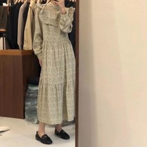 고르고 가을 플라워 꽃무늬 프릴 롱 원피스 44사이즈 40대원피스 키큰여자쇼핑몰 르뚜앙