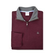 Brook Brothers 브룩스브라더스 남성 올 코튼 콘트라스트 칼라 하프 지퍼 풀오버 스웨터 스웨트셔츠 185932 버건디 레드그레이 M사이즈