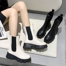 엣지걸슈즈 8518 아웃솔 첼시부츠 키높이 워커 통굽부츠 미들부츠 5cm굽